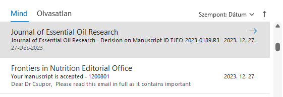 That's how the year ended: two successive emails notified us of the acceptance of two of our articles. More of the same!
