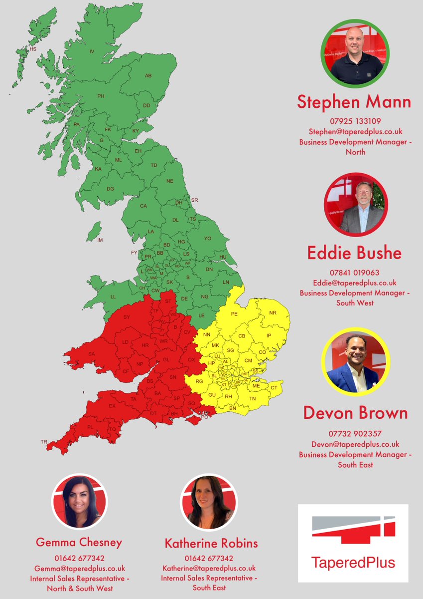 🤔 Not sure which TaperedPlus Sales Manager is available in your region?
Our newly updated detailed map gives you all the information you need 😀
Call 01642 677342 to arrange a meeting!
#sales #team #insulation #roofing #taperedinsulation #design #taperedplus #tp2023