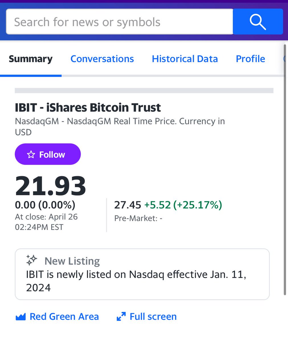 速報】ブラックロックのビットコインETF $IBIT の取引がプレマーケットで開始 +25%🚀🚀🚀