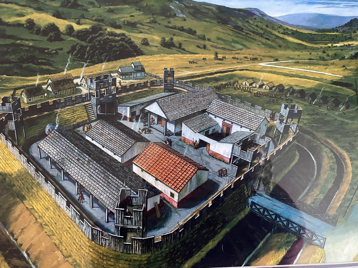 Reconstruction of how Castleshaw Roman fortlet may have looked in about AD120 by artist Graham Sumner…well it is #RomanFortThursday