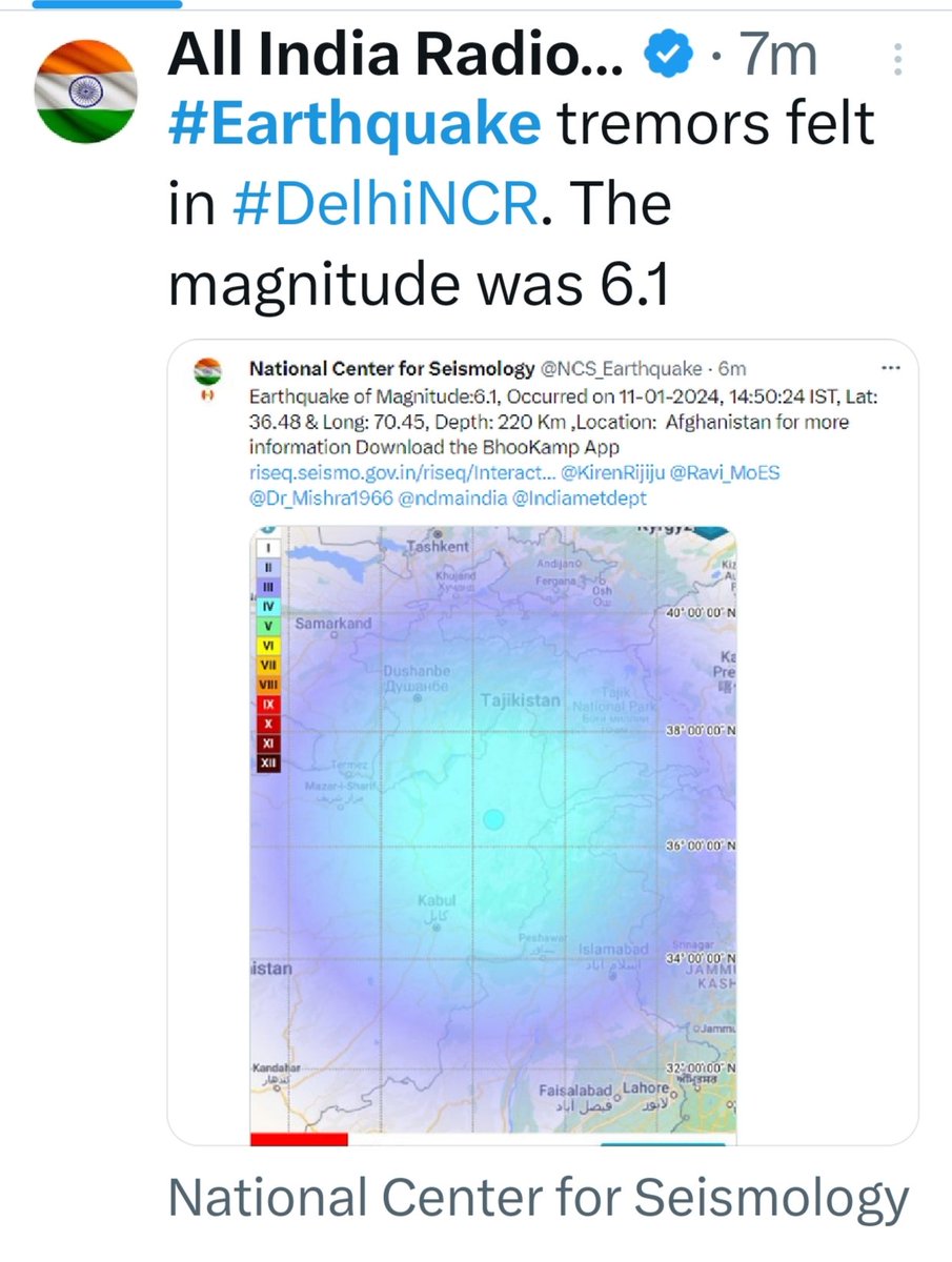 There was an earthquake of 6.1 magnitude at Richter Scale in Delhi & NCRm didn't feel it.