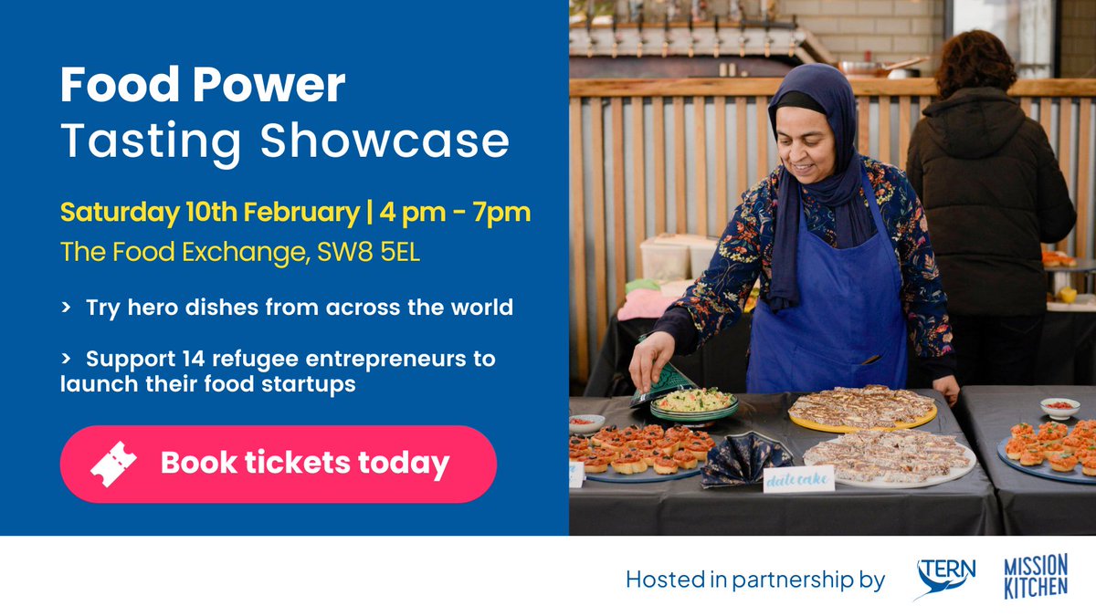 Save the date! We're hosting a Food Power Tasting Showcase with <a href="/mission_kitchen/">Mission Kitchen</a> on Saturday 10th February. 

Try authentic dishes from London’s newest refugee-led food start-ups.

🗓️ Saturday 10th February 2024
⏰ 4-7pm
📍SW8 5EL

Book your tickets here: food-power-showcase-24.eventbrite.com