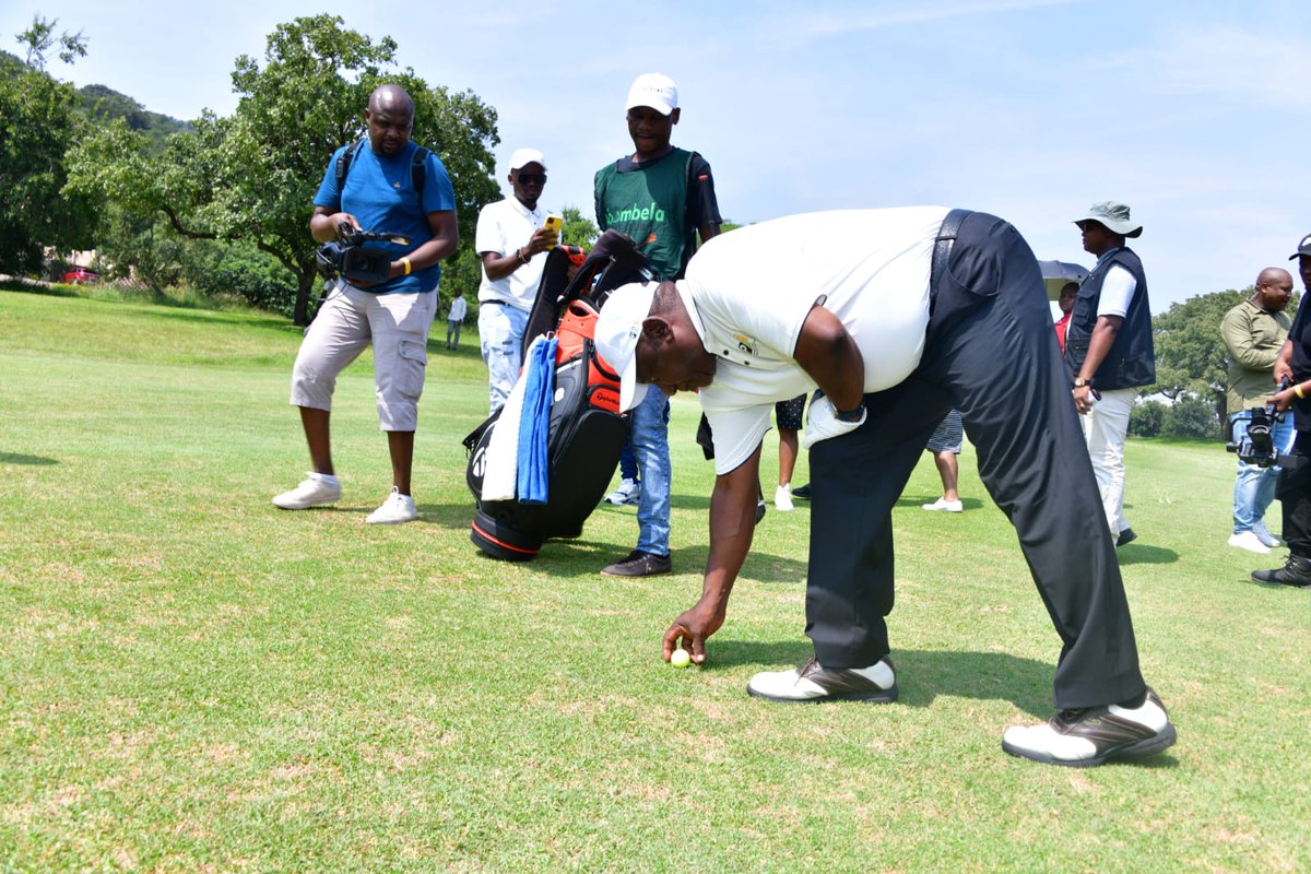 MYANC's tweet image. ANC President Cyril Ramaphosa teeing off earlier today at the Annual Progressive Business Forum Presidential Golf Day at the Mbombela Golf Course in Mpumalanga Province.
#ANC112 #RegisterToVoteANC