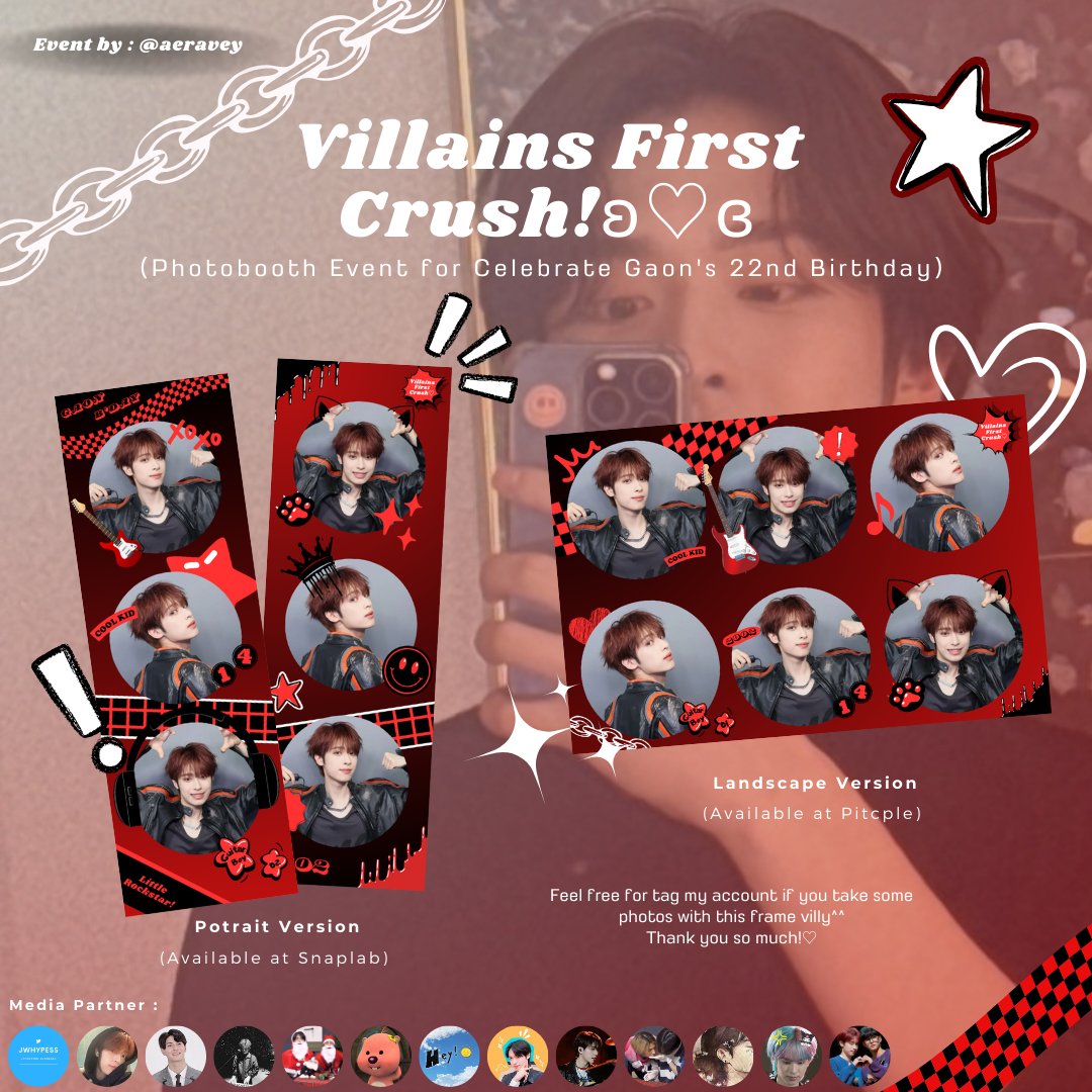 gaondiary's tweet photo. Villains First Crush!˙˚ʚ(´◡`)ɞ˚˙ 

୨୧˚Photobooth Event for celebrate 22nd Gaon's Birthday˚୨୧ 

🗓 13 January - 10 February 2024
📍 All Snaplab and Pictple booth

For more details information you can check Instagram or X : 
@aeravey

#VillainsFirstCrush https://t.co/AqLGhI1xu8