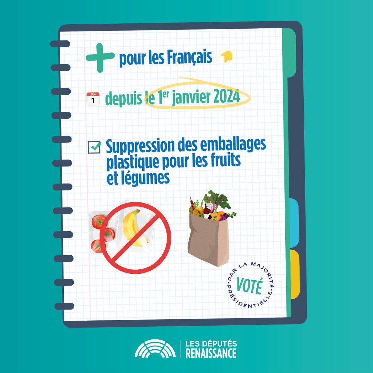 ✅ La majorité agit pour l'écologie en faisant de la réduction de la consommation de plastique une priorité. #PlusPourLesFrançais👇 <a href="/gouvernementFR/">Gouvernement</a> <a href="/AssembleeNat/">Assemblée nationale</a> @DeputesRE