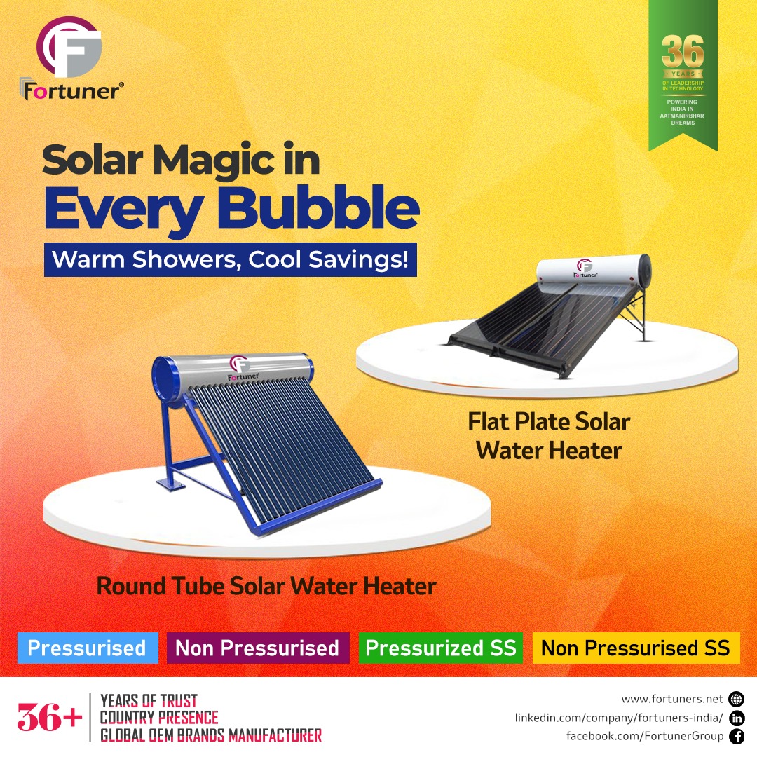 ProtnixFortuner's tweet photo. Solar Magic in Every Bubble: Experience the power of the sun with Fortuner's solar water heaters. Warm showers, cool savings. ☀️💰
#SolarPower #renewableenergy #gogreen #sustainableliving #energyefficiency #savetheplanet #ClimateAction #solarwaterheater #SolarHotWater https://t.co/p4A1lCsShP