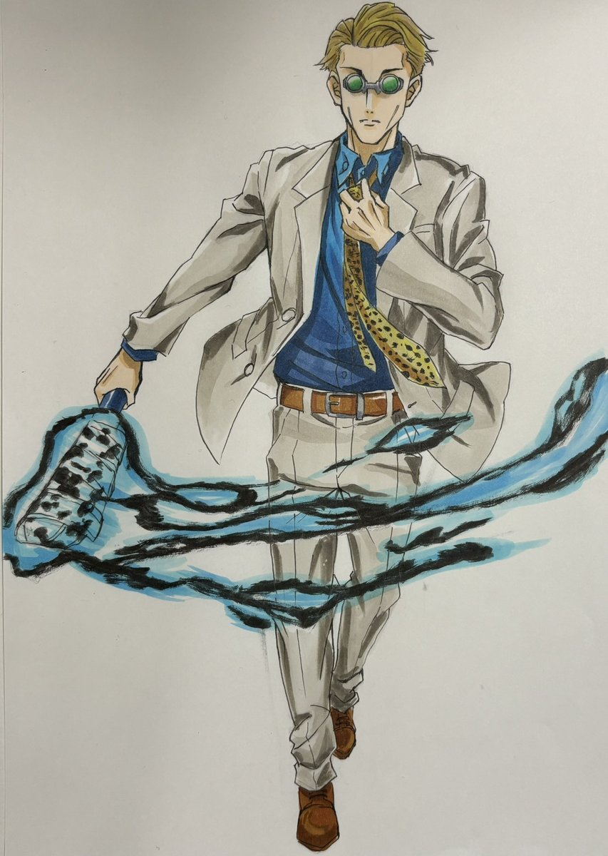 nanami kento necktie solo male focus 1boy blonde hair shirt blue shirt  illustration images