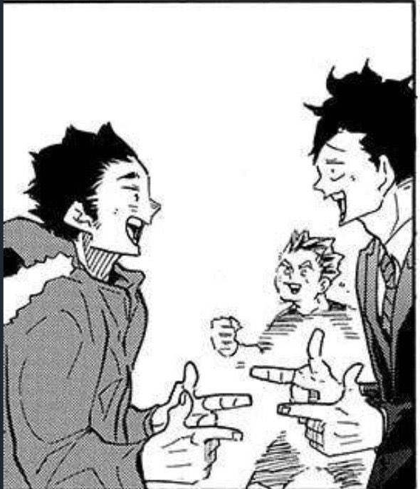 What I love abt this panel is how bokuto just really wants to be part of it 😹😹 girl ur not invited to this Mexican standoff reunion, back off 