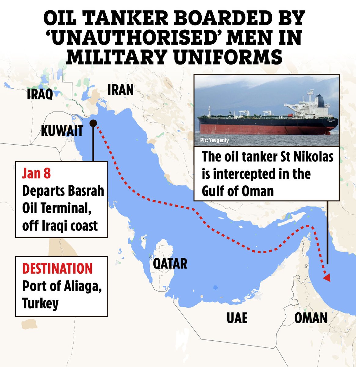 TheSunGraphics's tweet image. SEA WARS Tanker stormed by ‘masked men in military uniforms’ near Iran as UK poised to launch airstrikes on Tehran-backed Houthis thesun.co.uk/news/25319520/…