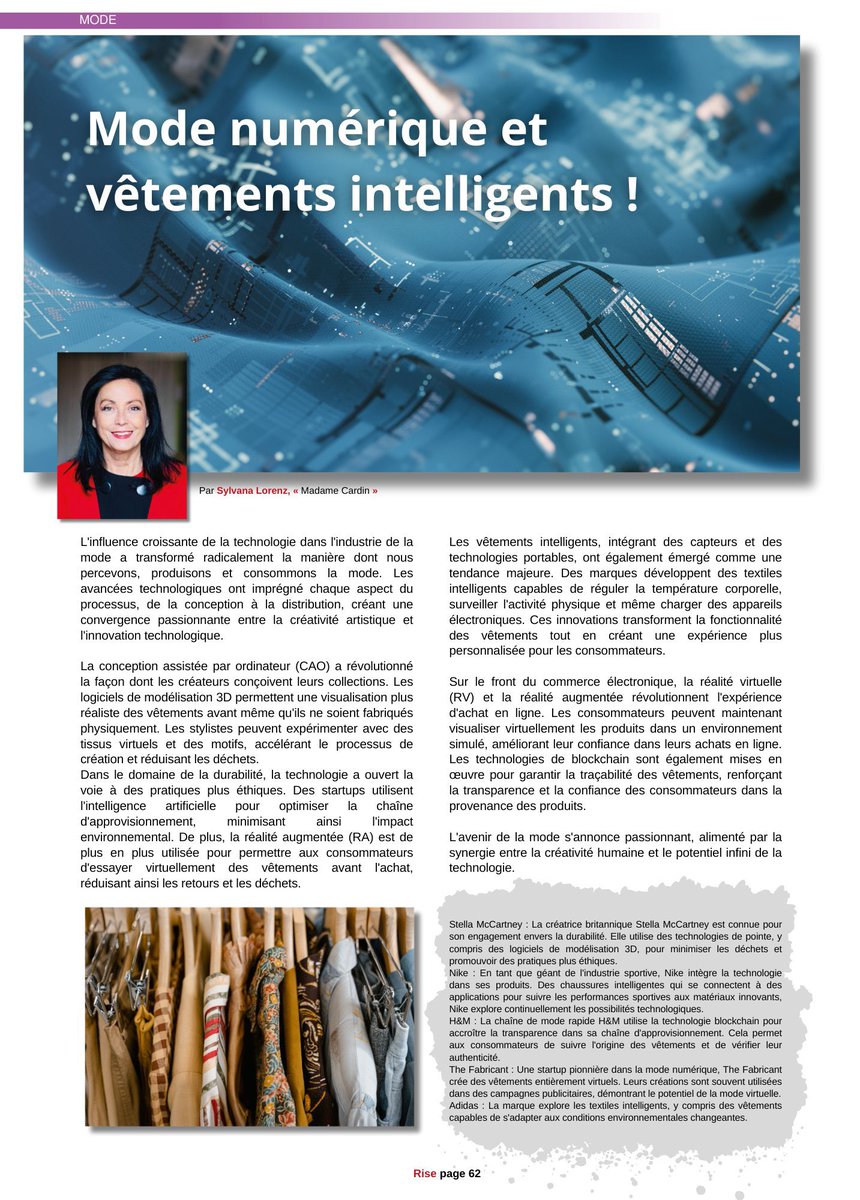 <a href="/FehdZahid/">Fehd Zahid</a> Mon article sur l’utilisation des nouveaux moyens technologiques et révolutionnaires actuels pour la confection des vêtements. <a href="/chriscrosnier/">Crosnier Christelle</a> @LibertyMag_off