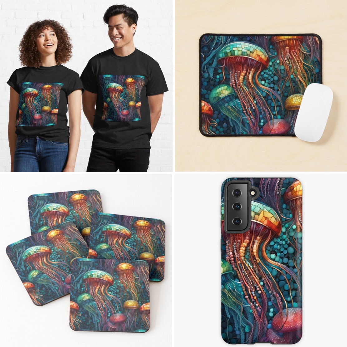 <#Mosaic #Jellyfish> #AICreation on #Tshirt #SamsungCase #Coasters #MousePad my #redbubble & #teepublic

redbubble.com/shop/ap/156991…
teepublic.com/tote/56358900-…

#giftforher #giftforhim #giftforkids #menclothes #womenclothes #pixeldesign #jellyfishlover #mosaicdesign #bag #popdesign