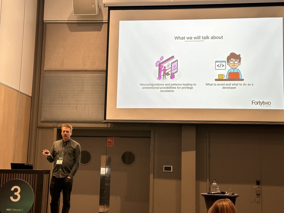 Jan Vidar Elven {"MVP": "Security"} (@janvidarelven) on Twitter photo <a href="/mariussmellum/">Marius Solbakken</a> showing us surprising ways to privilege escalation in Entra ID #NDCSecurity #MicrosoftEntra #Security <a href="/mariussmellum/">Marius Solbakken</a> showing us surprising ways to privilege escalation in Entra ID #NDCSecurity #MicrosoftEntra #Security