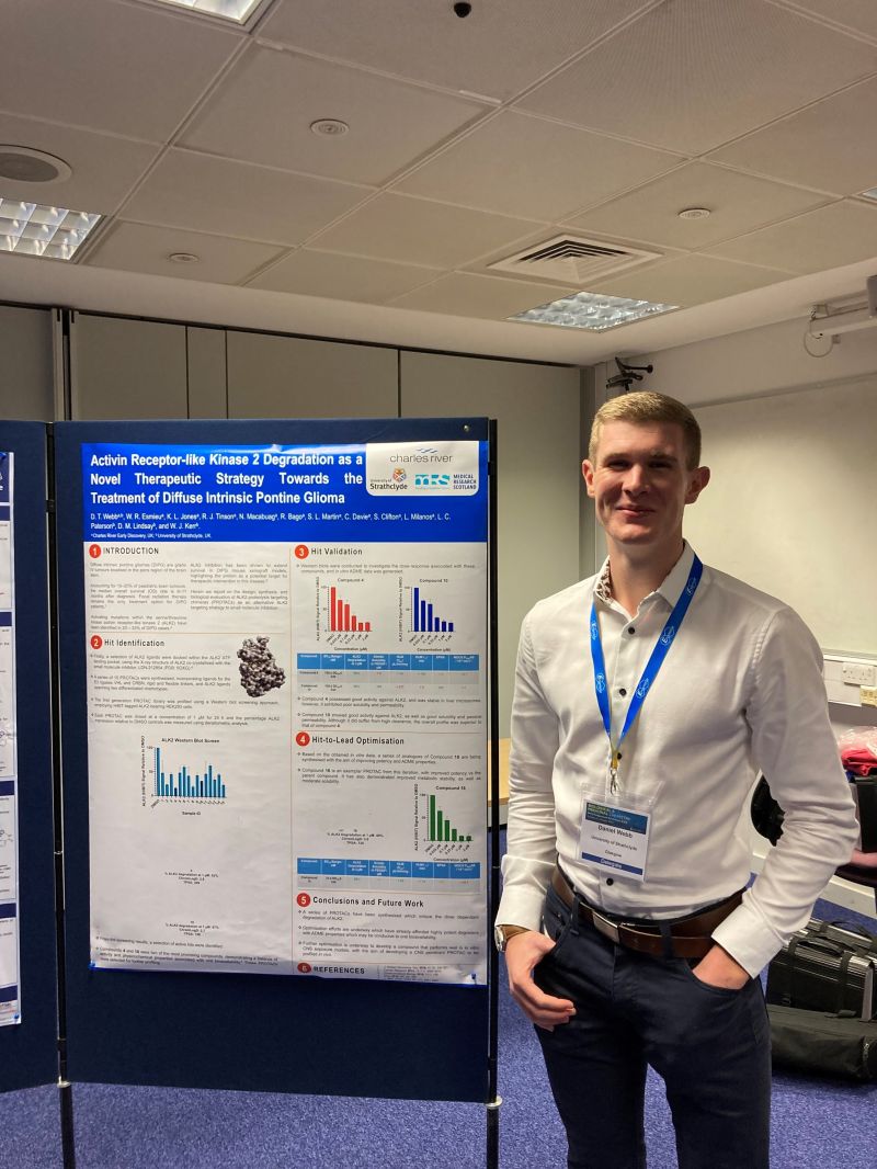 Kerr Group Research (@kerrgrpresearch) on Twitter photo Congratulations to our PhD student <a href="/DanielWebb123/">Daniel Webb</a> who picked up a Poster Prize at the <a href="/RSC_BMCS/">RSC BMCS</a> Postgraduate Symposium XVII in Oxford this week. Dan's PhD research on protein degradation is funded by #MedicalResearchScotland and in collaboration with <a href="/CRiverLabs/">Charles River Labs</a>. Congratulations to our PhD student <a href="/DanielWebb123/">Daniel Webb</a> who picked up a Poster Prize at the <a href="/RSC_BMCS/">RSC BMCS</a> Postgraduate Symposium XVII in Oxford this week. Dan's PhD research on protein degradation is funded by #MedicalResearchScotland and in collaboration with <a href="/CRiverLabs/">Charles River Labs</a>.