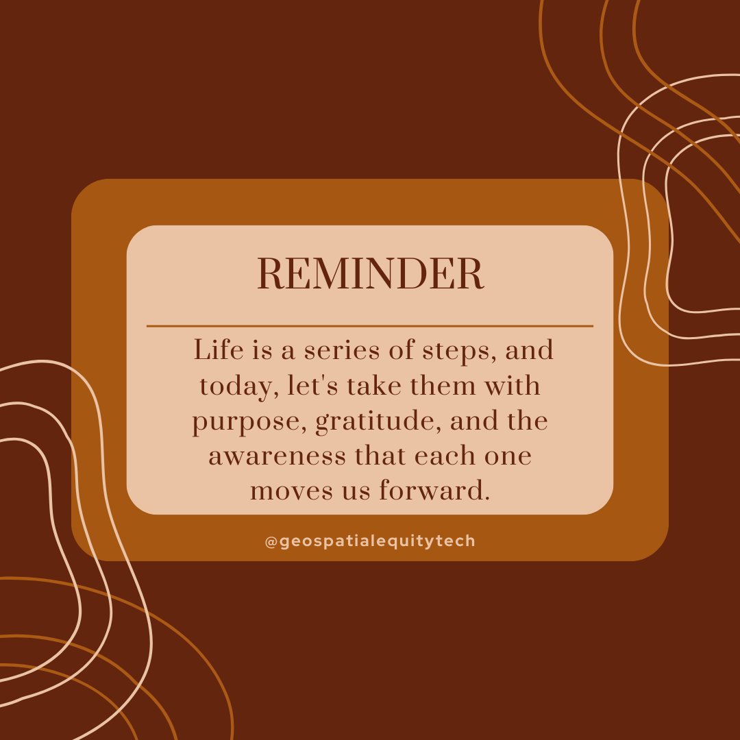 tech_geospatial's tweet image. As we journey through this Friday, remember that every step holds significance. Whether small or large, each stride contributes to our growth and progress. Embrace the journey, savor the lessons, and celebrate the victories, no matter how modest.
#GET #GIS #EachStepCounts #Friday