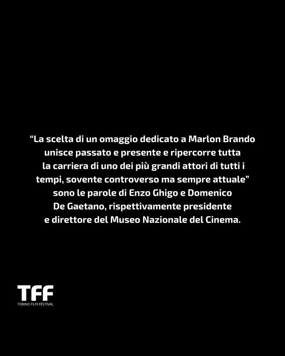 A cento anni dalla nascita, il Torino Film Festival per la prima volta diretto da @GiulioBase presenta una retrospettiva dedicata a Marlon Brando. L’appuntamento è per il 6 marzo 2024 con la conferenza stampa di presentazione del nuovo #TFF42 powered by @museocinema