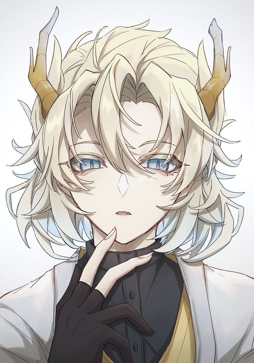 albedo (genshin impact) 1boy male focus solo gloves blue eyes slit pupils blonde hair  illustration images