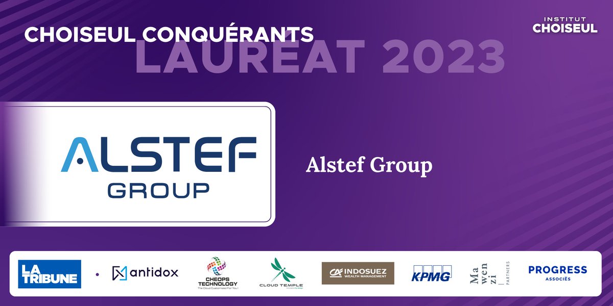 Alstef Group is proud to be included in the 2023 edition of the Institut Choiseul’s French Conquerors Ranking. 🎉

This ranking honors 200 French companies that actively contribute to the French economic dynamism.

hashtag#ChoiseulConquérants hashtag#institutChoiseul