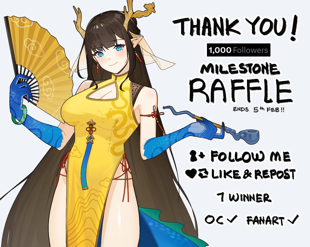 KNDYIllust's tweet photo. ✧*̥˚ 1K FOLLOWERS ART RAFFLE! *̥˚✧   

❖  Follow  
❖  Repost＋Like 
❖  Comment Refs or Character (Optional)

1 Winner gets Half-body illustration/OC design/Fanart!

 Ends 5th February | No nude just Lewd!  

#artraffle #giveaway https://t.co/7MoG4W3y06