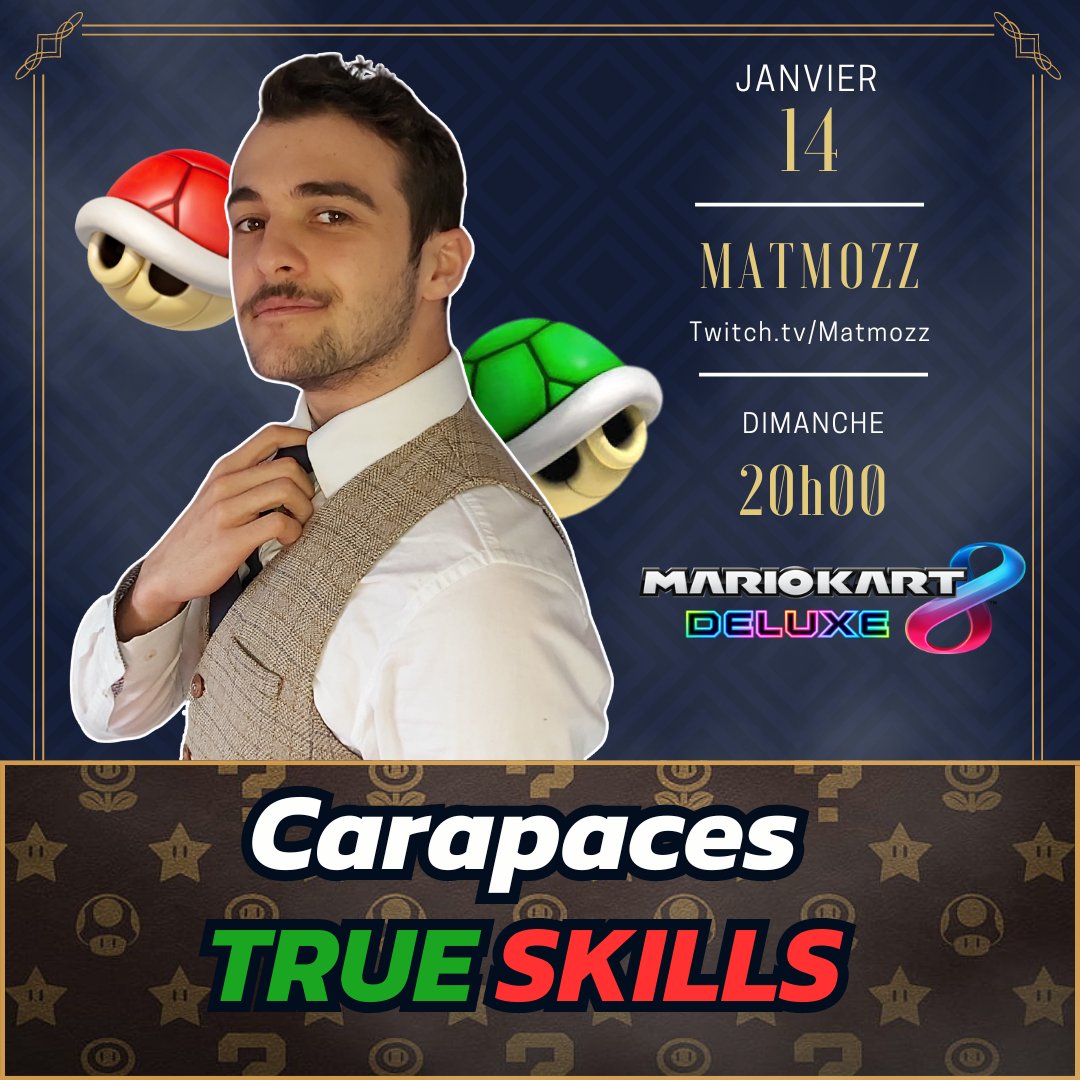 Matmozz_'s tweet image. Quoi de mieux pour reprendre le stream qu'un TRUE SKILL Carapaces avec vous sur Mario Kart. 
RDV 20h dimanche soir sur ma chaîne.
twitch.tv/matmozz