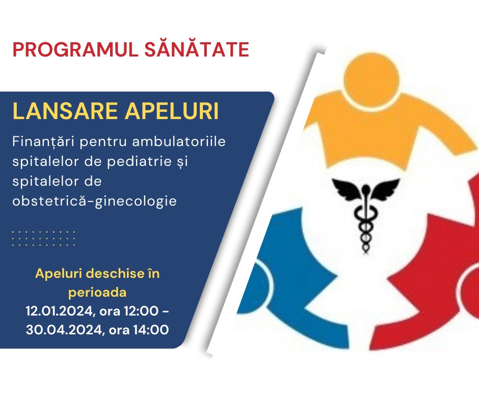 De mâine pot fi depuse proiecte pentru investiții în ambulatoriile spitalelor de pediatrie și ale celor de obstetrică-ginecologie, prin Programul Sănătate 2021-2027!
Detalii, aici: facebook.com/adrsvoltenia/p…