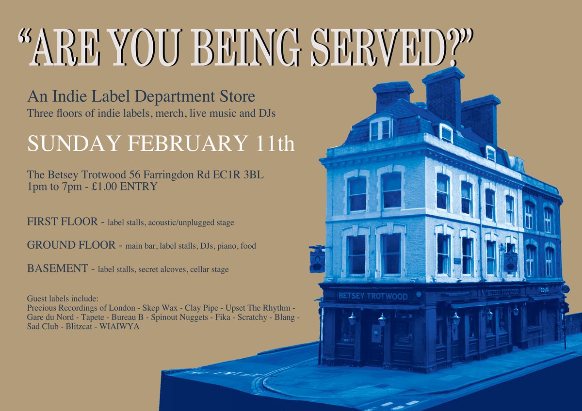 Sunday 11th Clay Pipe will be at 'Are You Being Served' an Indie Label Department Store at the Betsy Trotwood. @fikarecordings @ClayPipeMusic @BlangRecords @tapete @bureaublabel @PrecRecs @SkepWax @wiaiwya @scratchytwit @spinoutnuggets @Sadclubrecords @BlitzcatRecords