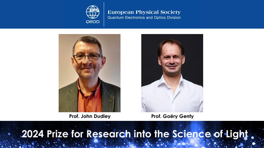 🏆The 2024 Prize for Research into the Science of Light was awarded to John Dudley, University of Franche-Comté and CNRS Institute FEMTO-ST, Besançon, France and Goëry Genty, Tampere University, Finland. 👏👏Congratulations! tinyurl.com/ycynskkm #nanometa #Nanometa2024