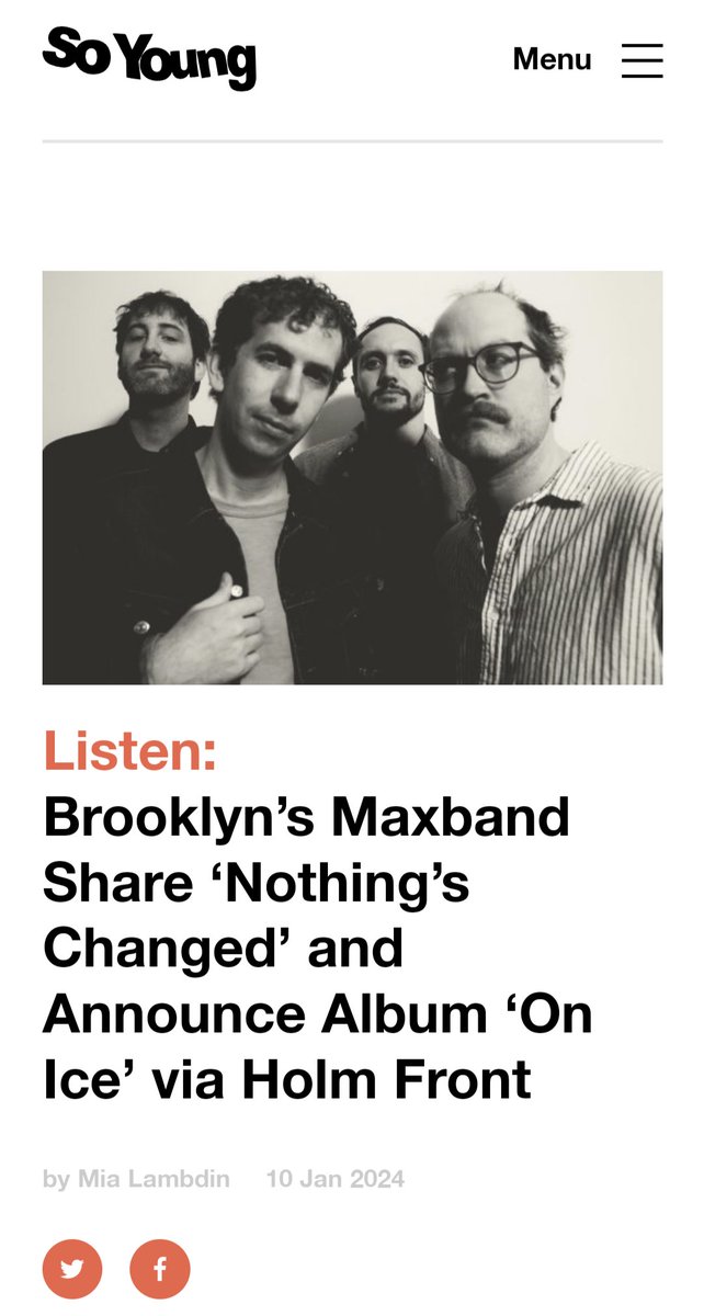 Holm_Front's tweet photo. "This snippet into Maxband’s debut suggests a slight diversion in the band’s trajectory, as more cohesion can be heard than ever before, working brilliantly in the band’s favour in order to create a truly unique indie rock album" — @SoYoungMagazine 

https://t.co/qOLaEGmcI8 https://t.co/DYDXDJyBIp