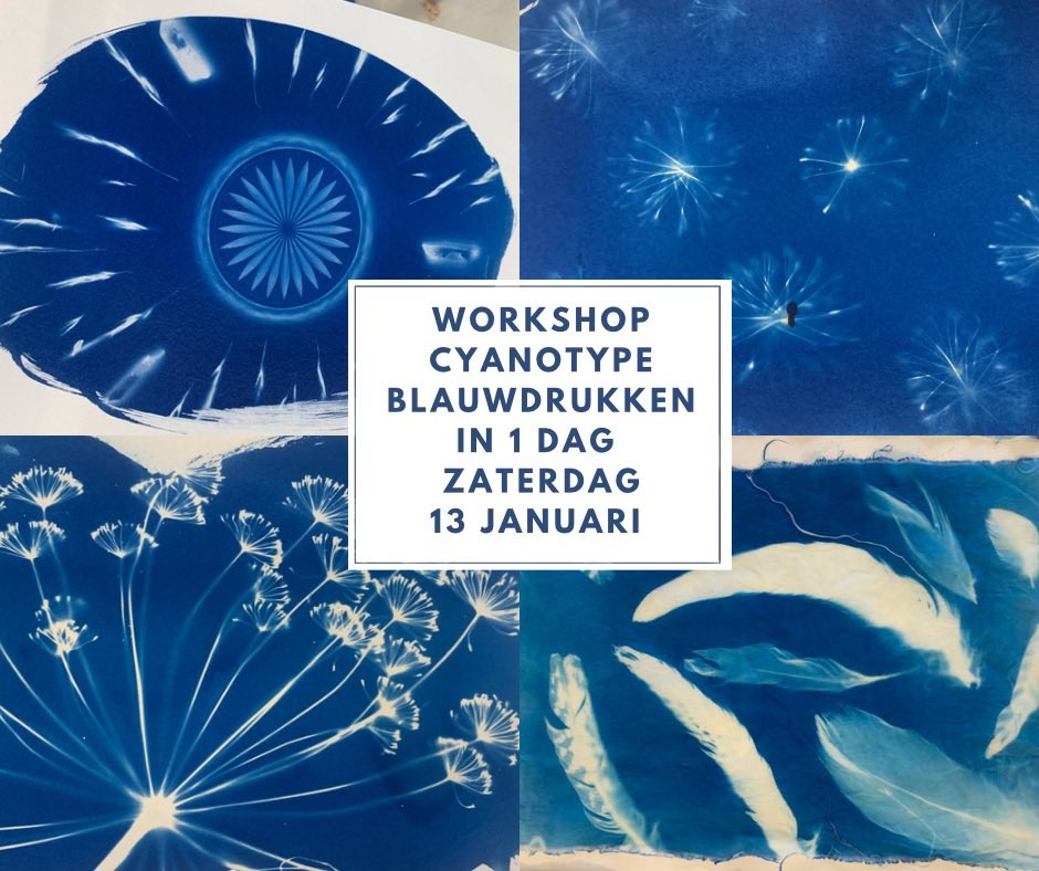 Workshop Cyanotype blauwdrukken in 1 dag #workshops #creatief #utrecht zaterdag 13 januari #erisnogplaats #cyanotype #blauwdrukken