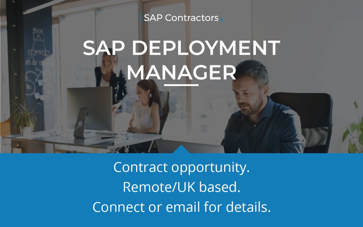 JOB OPPORTUNITY: SAP Deployment Manager Salary: £90,000 per Annum Location: For details, please contact Danny Warren on Danny.Warren@sapcontractors.com SAP #SAPJobs #S4HANA #SAPERP #Cloud