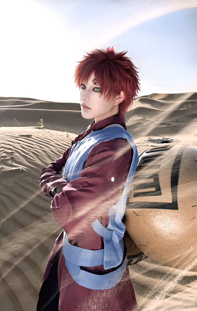 lujiuerhei21's tweet photo. 起猛了，在沙漠看到旮旯了

#火影忍者 #我爱罗 #cosplay #cos #naruto #gaara https://t.co/8dvK7pcMzD