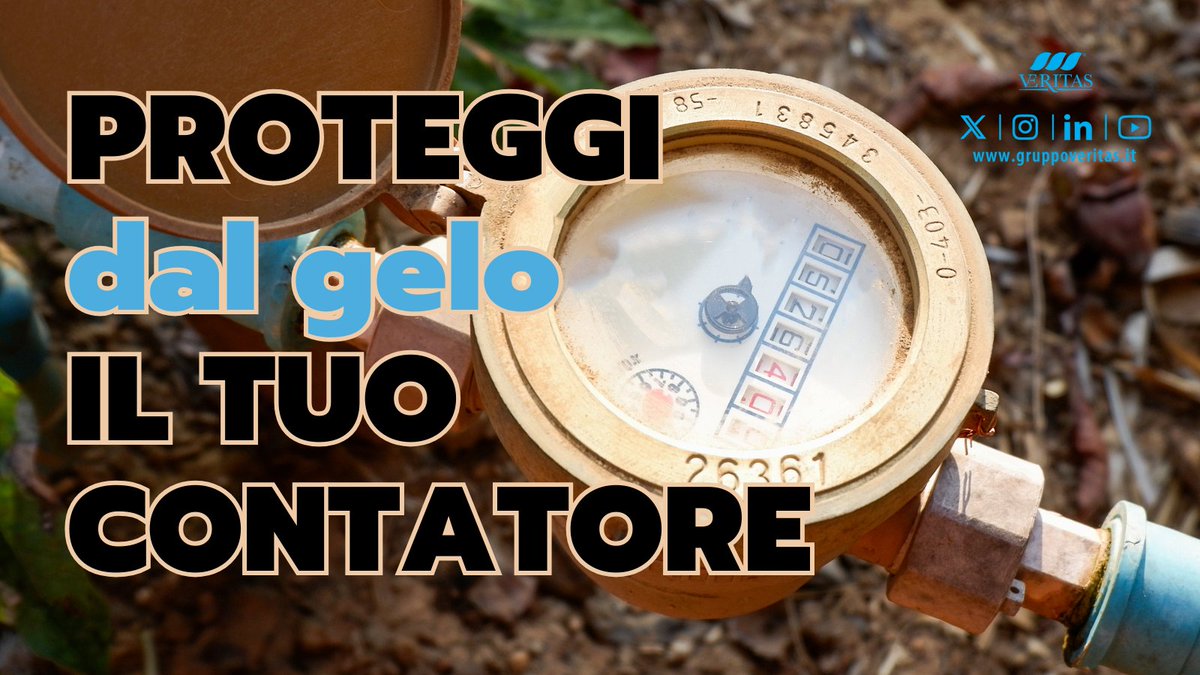 GruppoVeritas's tweet photo. Nei giorni di freddo intenso, Veritas consiglia di proteggere i #contatori dell’#acqua situati, soprattutto a #Venezia, all’esterno o in luoghi non riparati.
Tu lo hai già fatto? 💧
Leggi qui per saperne di più: https://t.co/SFgKnKpO2t ❄️ https://t.co/90JD9cb0Hc