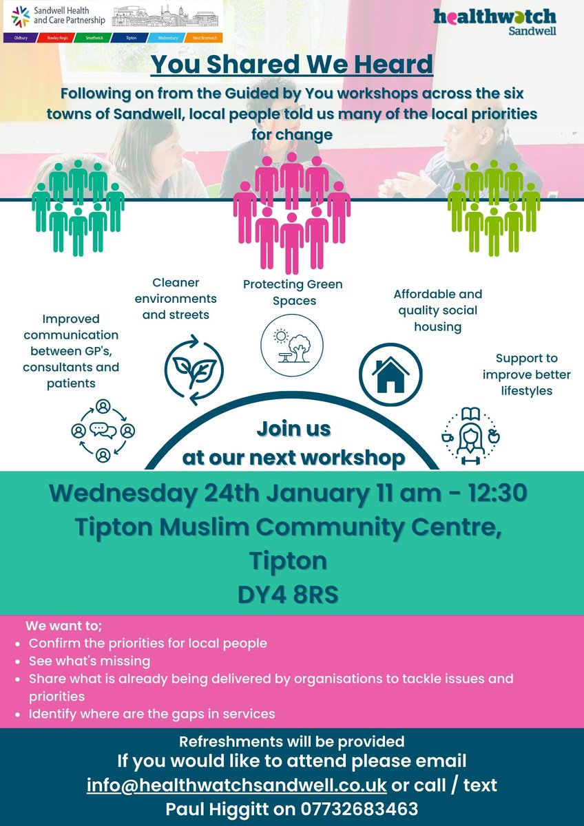 Our friends at Healthwatch Sandwell want to hear your views! @HWSandwell @sandwellcouncil @SCVOSandwell @VoicesParents