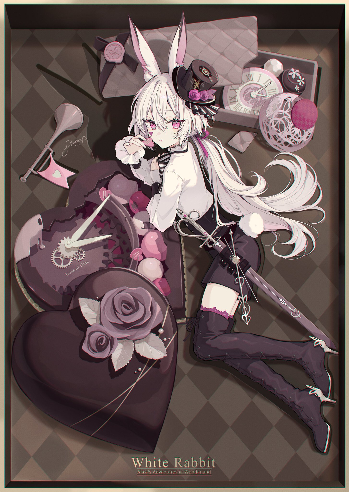 白うさぎちゃん♡赤い苺をギュ♡ オーロラ うさぎ ぬいぐるみ 苺 マスコット いちご ラビット 白