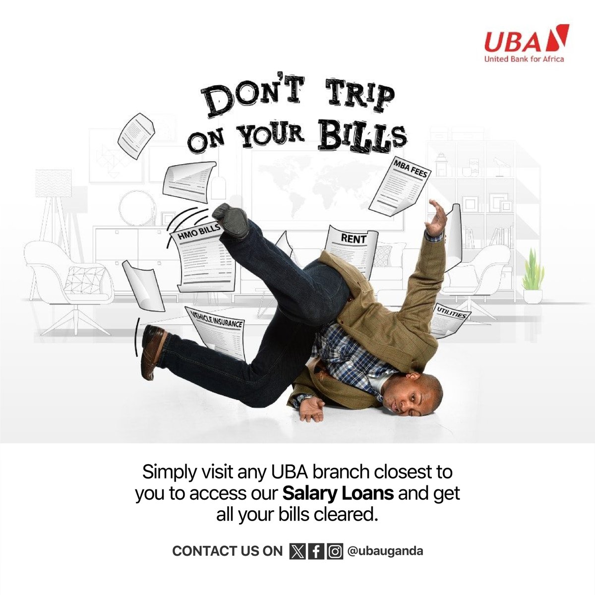 Stay ahead of the game and clear your bills effortlessly! 🚀Visit your nearest UBA branch today for easy access to Salary Loans. Don't let bills trip you up! Read more: ubauganda.com/personal-banki… #UBASalaryLoans #UBALoans