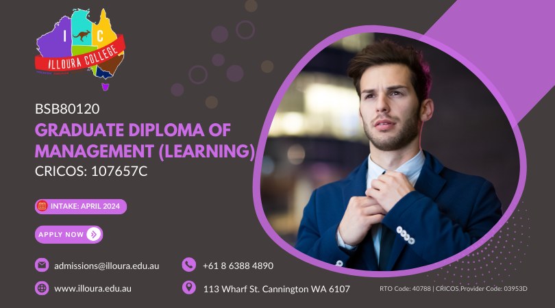 𝐀𝐩𝐩𝐥𝐲 𝐍𝐨𝐰!
𝐴𝑝𝑟𝑖𝑙 2024 𝐼𝑛𝑡𝑎𝑘𝑒:
BSB80120 – CRICOS: 107657C
Graduate Diploma of Management (Learning)
𝐄𝐦𝐚𝐢𝐥: 𝐚𝐝𝐦𝐢𝐬𝐬𝐢𝐨𝐧𝐬@𝐢𝐥𝐥𝐨𝐮𝐫𝐚.𝐞𝐝𝐮.𝐚𝐮
𝐂𝐚𝐥𝐥: +𝟔𝟏 𝟖 𝟔𝟑𝟖𝟖 𝟒𝟖𝟗𝟎
𝑊𝑒𝑏𝑠𝑖𝑡𝑒: illoura.edu.au