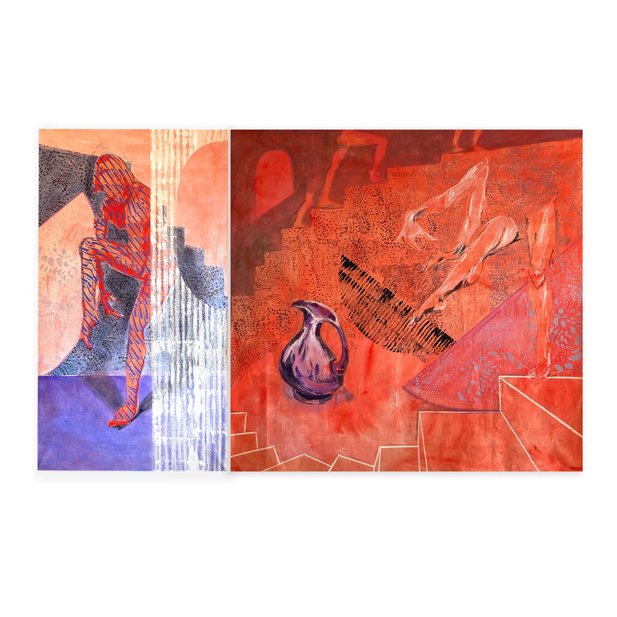 Painting in the Harmonic Minor (parts I &amp; II), 2023, acrylic, oil, chalk and pastel on canvas, 280 x 180 cm. #newpainting #NewYear2024