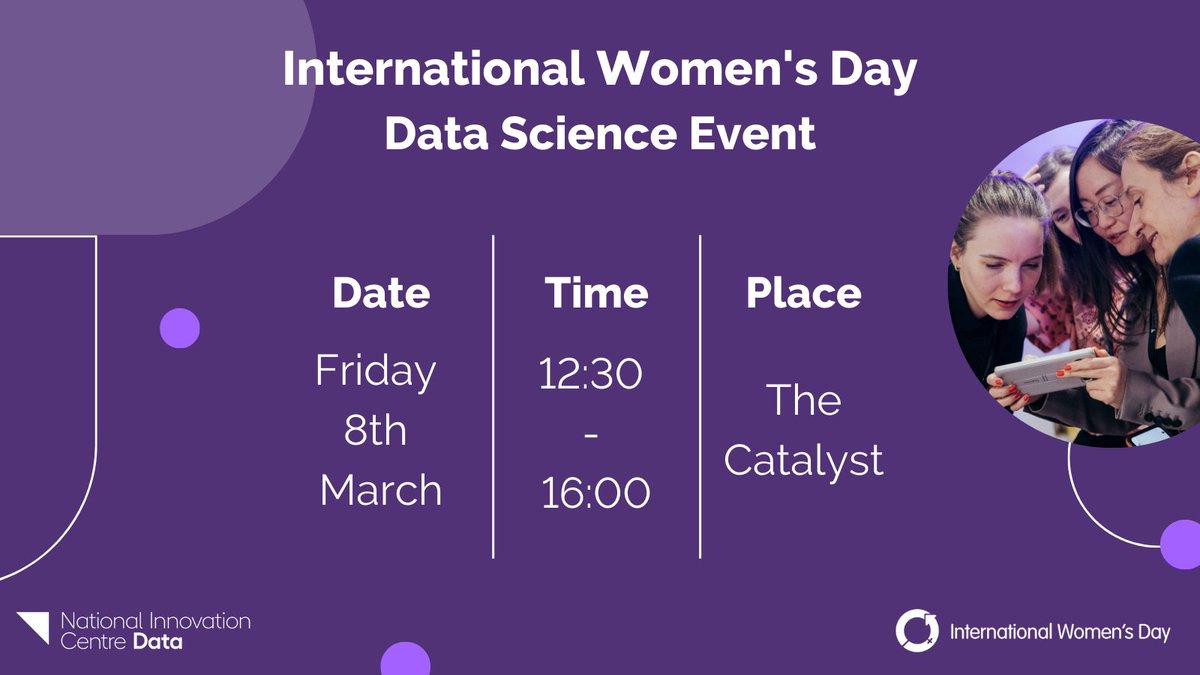 Join Dr Antonia Kontaratou & Louise Braithwaite MSc at our #InternationalWomensDay event at @TheCatalystUK There'll be an Introductory Workshop & Interactive AI session, providing you with skills & knowledge around data science ➡️ bit.ly/3tYd5lk #InspireInclusion