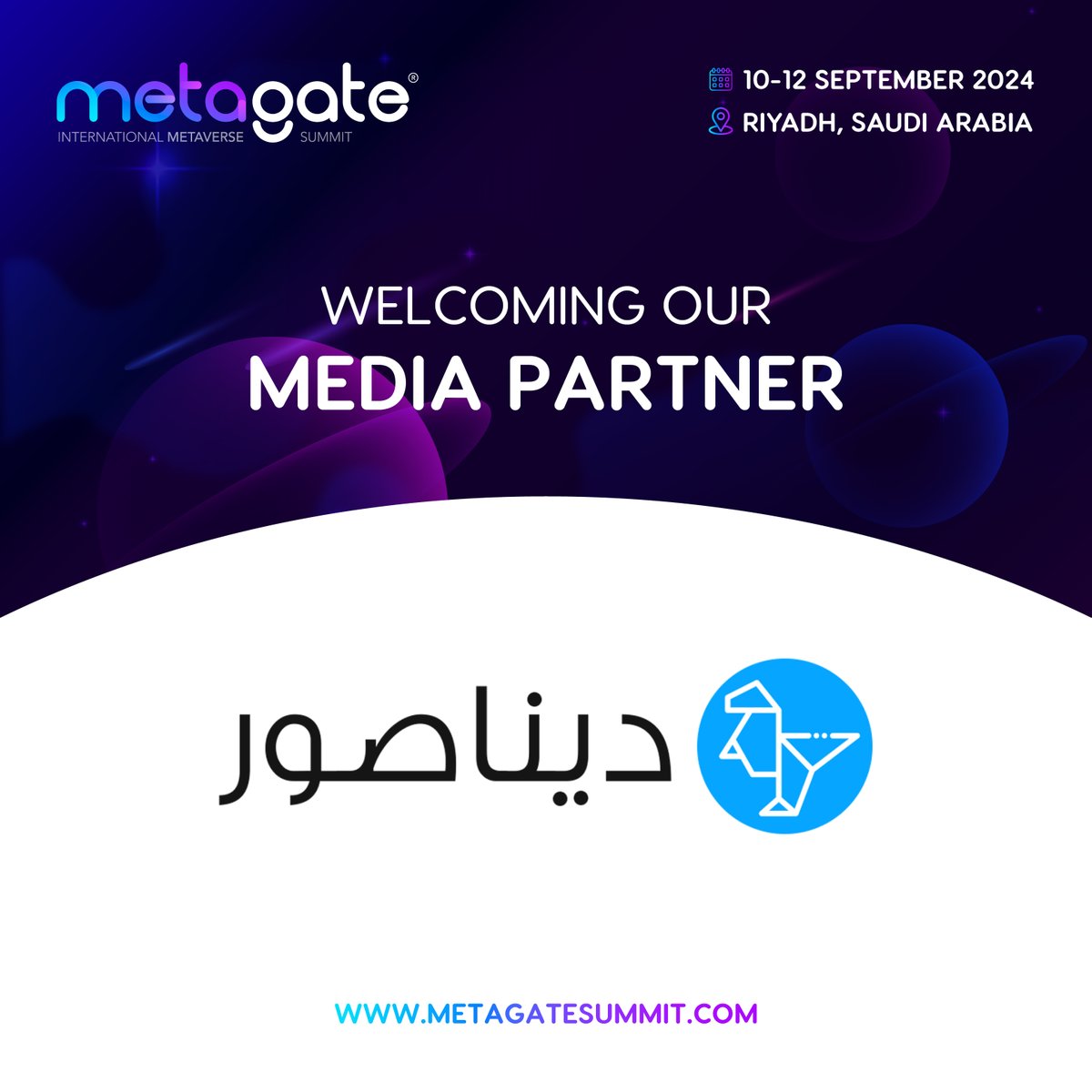 MetagateSummit's tweet photo. Thrilled to welcome our newest Media Partner: @dinasoorTech !📰Specializing in the latest Technology & Business news globally and in MENA region, they're set to elevate our summit experience!
#metagate #metagatesummit #metaverse #AI #AR #XR #innovation #web3 #riyadh #saudiarabia https://t.co/mqMGjw5AnK