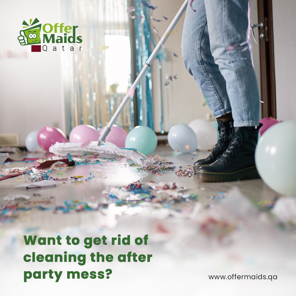 offermaidsqatar's tweet photo. Tired of cleaning up after the party? Leave the mess to us and escape. Enjoy the fun without the cleanup stress
 https://t.co/fF8LyWrwUF
WhatsApp us at:+974 33 58 3388

#partycleanup #postpartyrelief #NoMoreMess #stressfreeliving #afterpartycleaning #HassleFreeCleanUp #booknow https://t.co/9zArXyoJhJ