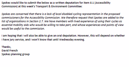 SpokesLothian's tweet photo. #EdinWebCast
Council to create #AccessibilityCommission
Report->https://t.co/05NN90J9Pe
Spokes (@DaveJFrench) deputn seeks representation, for people who use🚲/adapted bikes as mobility aids
We support @DAstonSNP amendt seeking this, to be discussed later in mtg
@toddles23 https://t.co/sq3KJlgPoN