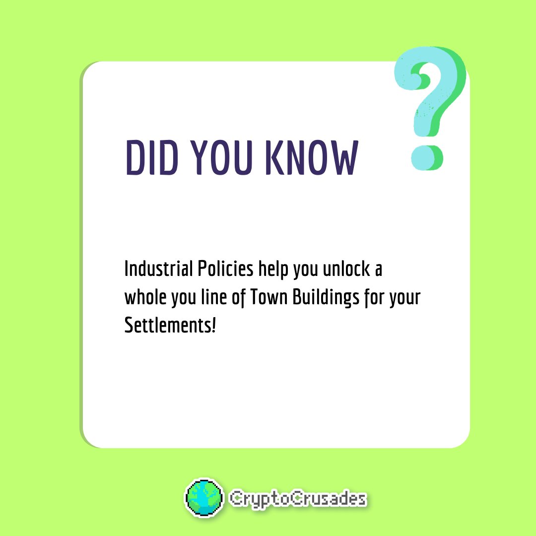 Crypto_Crusades's tweet photo. 👉 #GameTip Day: Sawmill, Farm, Noria and Quarry Buildings can all be unlocked by enacting the corresponding policies in #CryptoCrusades 🥕 and the Irrigation Policy will increase your food production by 40! 👀 Which of these buildings have you unlocked?
#StrategyGame #Gaming https://t.co/LHYGOMNI2V