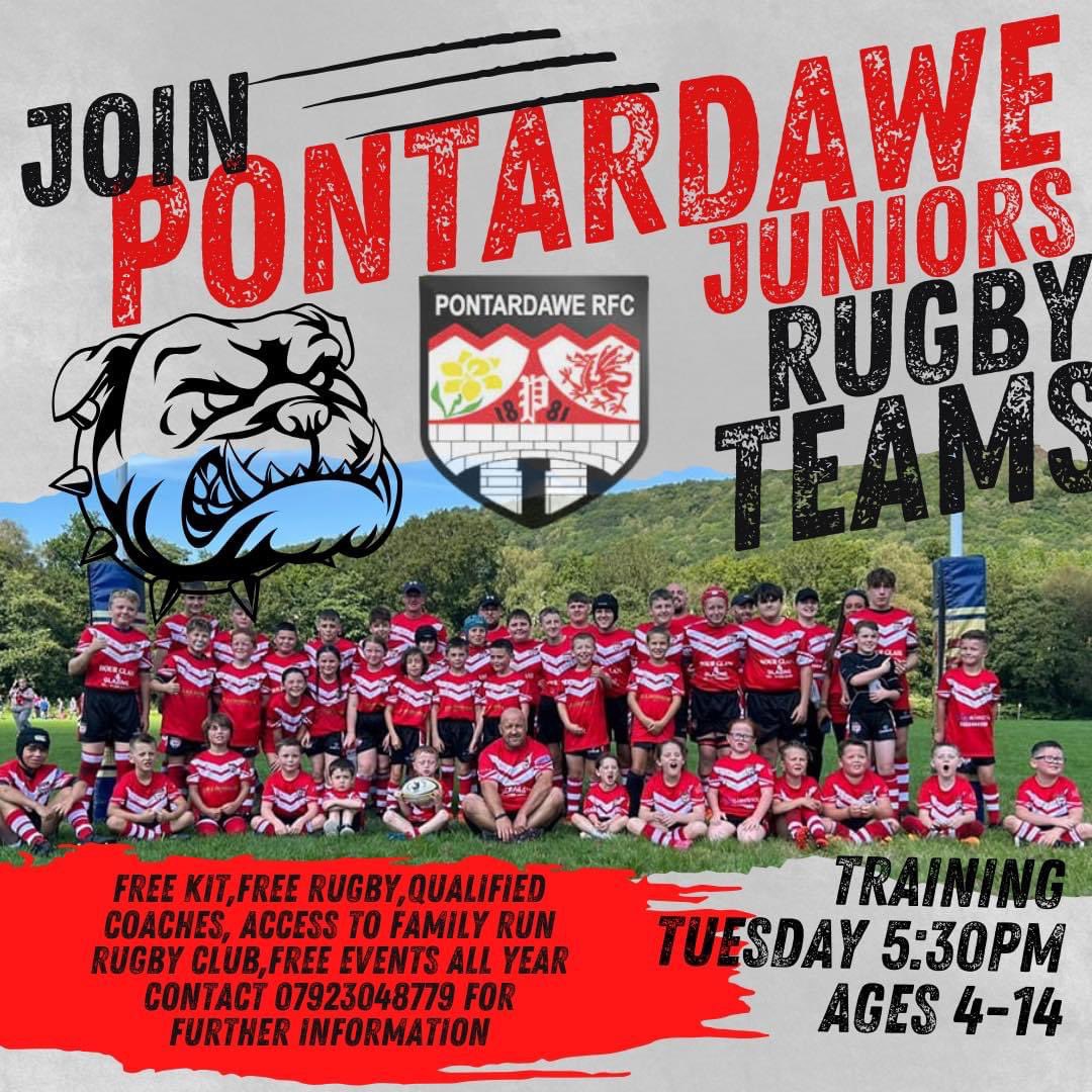 PontardaweRFC's tweet photo. Looking to enrol your child to a new hobby? Why not give rugby a go? 🏉

A great way to meet new friends, learn new skills, develop confidence and all while becoming a member of a team 

We currently have:-
Under 7’s 
Under 8’s
Under 10’s 
Under 14’s 

#uppapont #pontybulldogs https://t.co/FTCqc1lH7u
