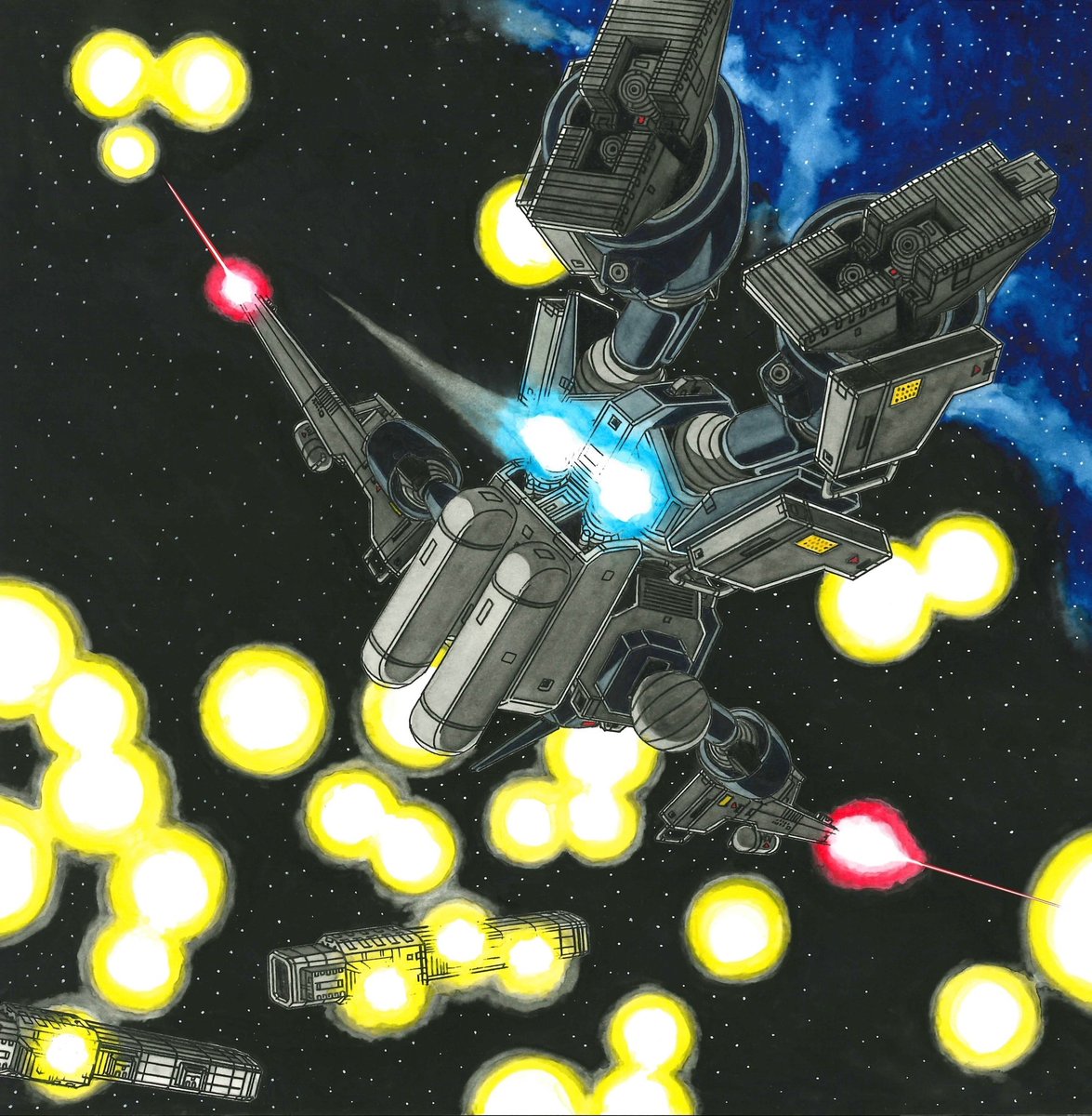 space no humans robot mecha science fiction weapon spacecraft  illustration images