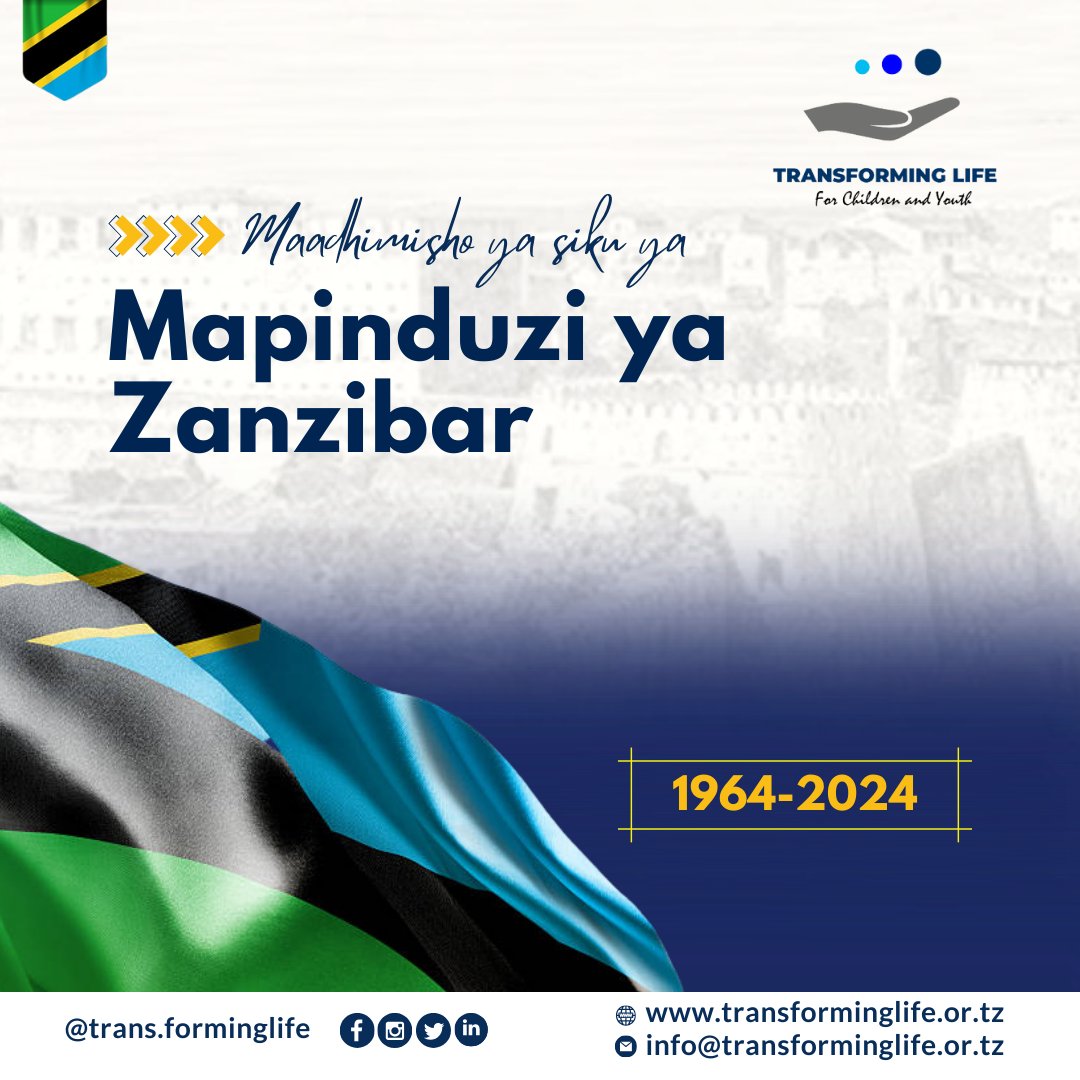 TransformingL15's tweet photo. Maadhimisho mema ya siku ya Mapinduzi ya Zanzibar!
….
#tanzania #TransformingLife #childrenrights #youthrights https://t.co/Jc2xvj8szJ