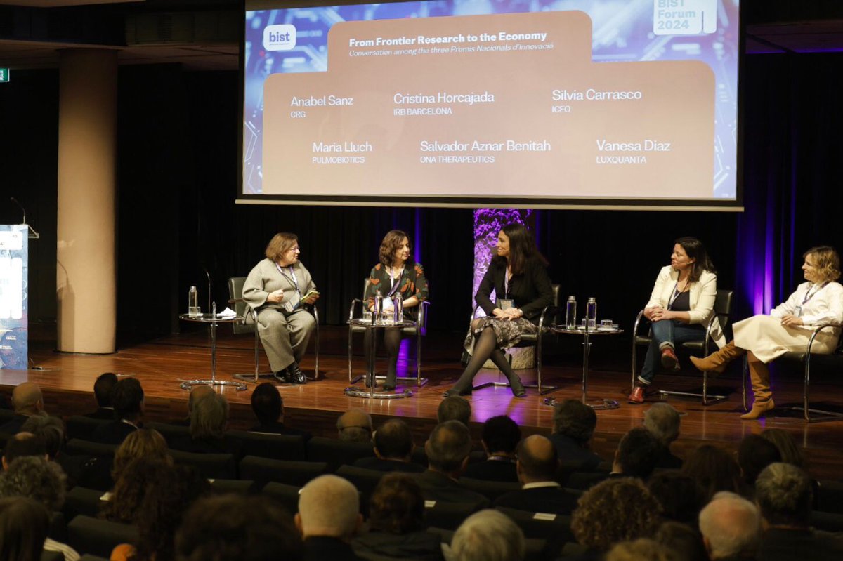 A roundtable with 3 #BISTCommunity spin-offs @LuxQuanta @ICFOnians @OnaTherapeutics @IRBBarcelona @pulmobiotics @CRGenomica   awarded with the Premi Nacional de Recerca @catalangov perfectly illustrates how #FrontierResearch leds to #innovation