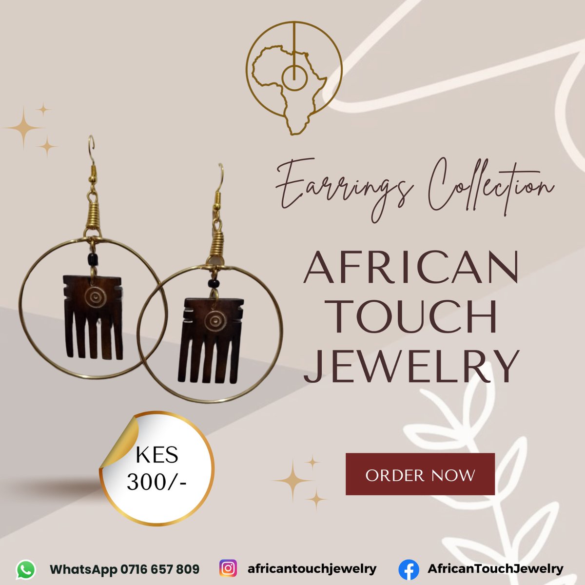 Our earrings are hand-made with the African Heritage Artistry that resonates with our rich culture. ✨Purchase your pair today at only 300/-

To Order:
📞0716657809

#africantouchjewelry #africantouchjewellery #africanjewelry #africanjewellery #handmadejewelry #handmadejewelry