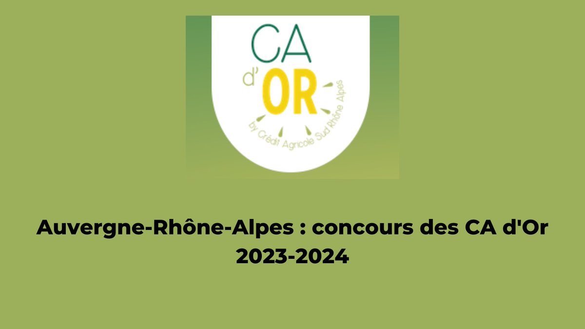 Auvergne-Rhône-Alpes : édition 2023-2024 du concours des CA d'Or organisé par @CASudRhoneAlpes en partenariat notamment avec les @CmaArdeche, @CMA_26 et @cma_isere Date limite : 2 mars 2024 veille.artisanat.fr/dossier_themat…