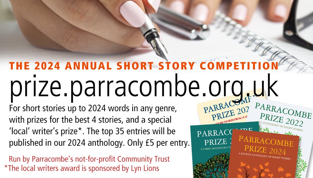 ParracombeCT's tweet photo. Just under 3⃣ weeks to go!
Get your #ShortStory entries in for the #ParracombePrize2024 competition! Anyone can enter, there's prizes to be won and any shortlisted stories will be published in our annual anthology! 
https://t.co/e4CFr8HAIV

#FlashFiction #Writing #CreativeWriting https://t.co/hHWtD5hcKX