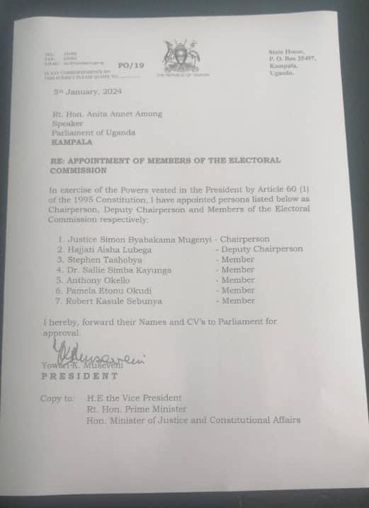 DavidLRubongoya's tweet photo. Museveni appoints members of the Electoral Commission. There is no longer any pretense! https://t.co/e6IHKyQJnx