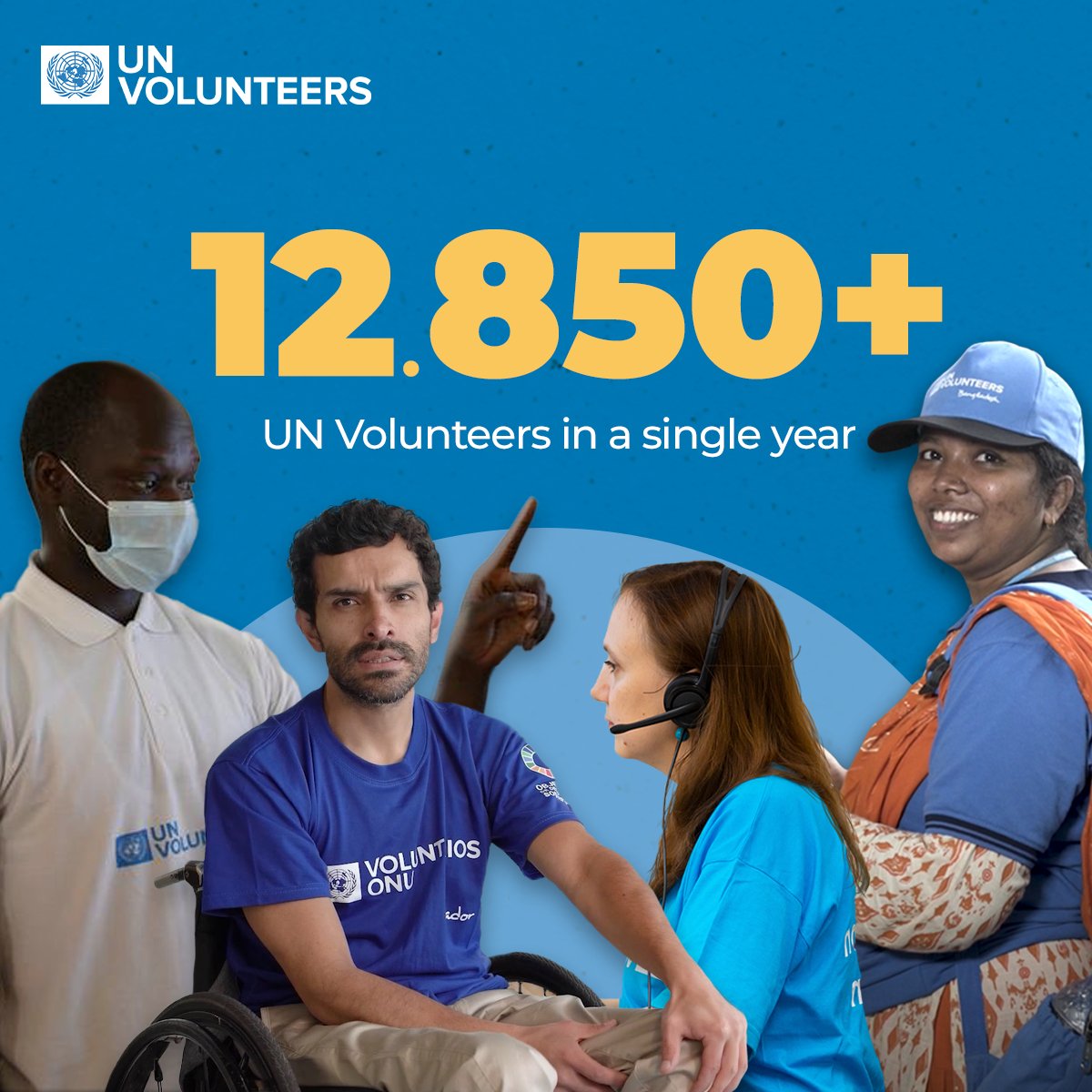 More than 1⃣2⃣.8⃣5⃣0⃣ dedicated UN Volunteers contributed to the work of the @UN around the globe 🌎🌍🌏 in 2023 - more than ever before 👏🏿

Unleashing the power of volunteerism in full force, you truly are an inspiration in action! #YearInReview